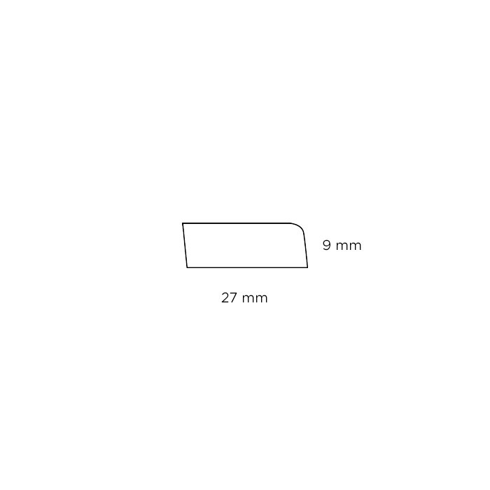 Forkantliste fyr 1 rund kant - 9 x 27 mm x 3 meter